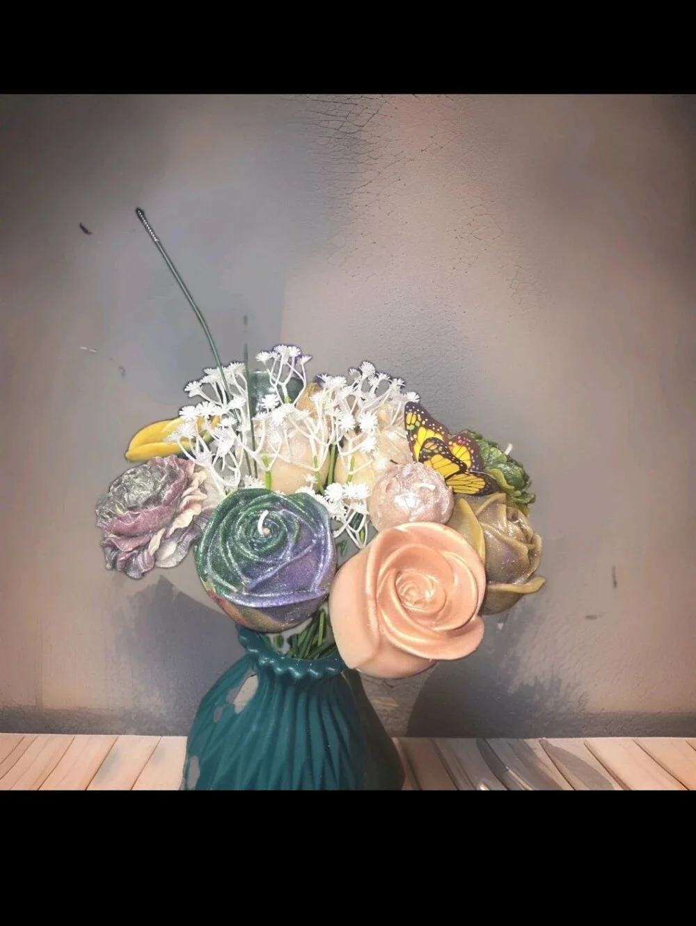 Stunning Realistic Dozen  Wax Candles Bouquet